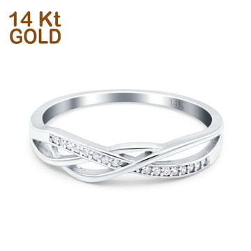 14K White Gold Round Infinity Twisted Half Eternity Simulated CZ Wedding Engagement Ring Size-7
